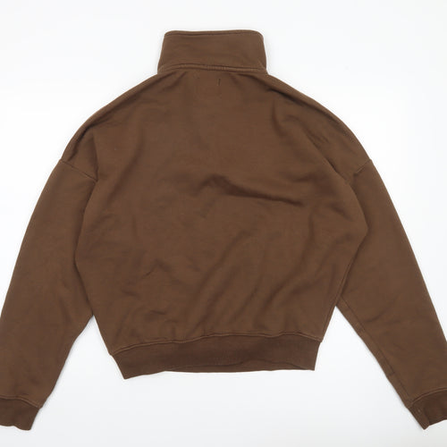 Boohoo Women’s Brown XS 1/2 Zip Sweatshirt Pullover Casual