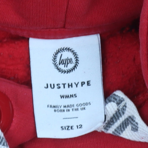 Hype Womens Red Pullover Hoodie Size 12 Cotton Blend Fleece