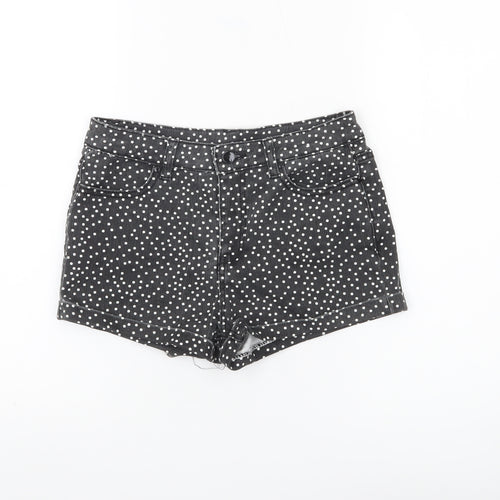 Denim Co Womens Black Polka Dot Hot Pants Shorts Size 8 Slim Fit