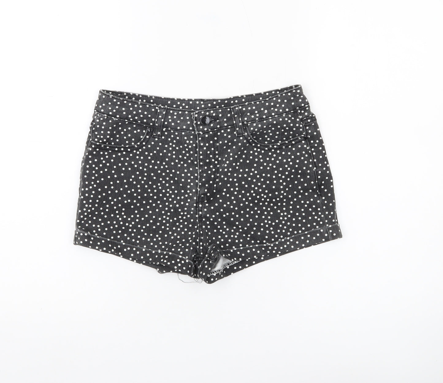 Denim Co Womens Black Polka Dot Hot Pants Shorts Size 8 Slim Fit