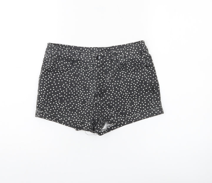 Denim Co Womens Black Polka Dot Hot Pants Shorts Size 8 Slim Fit