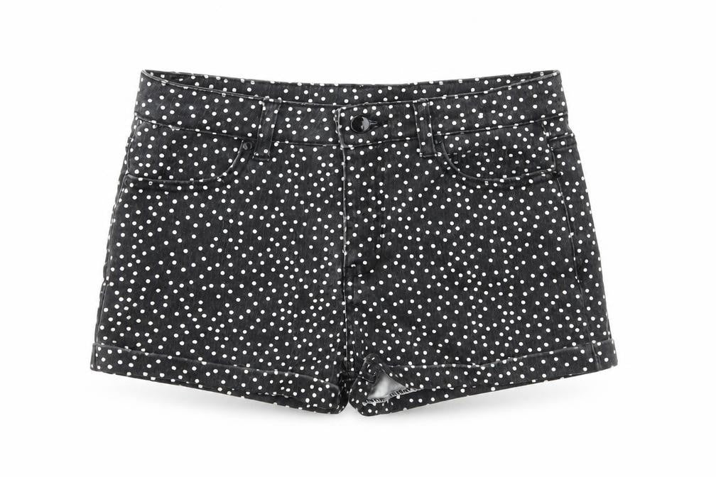 Denim Co Womens Black Polka Dot Hot Pants Shorts Size 8 Slim Fit