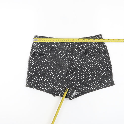 Denim Co Womens Black Polka Dot Hot Pants Shorts Size 8 Slim Fit