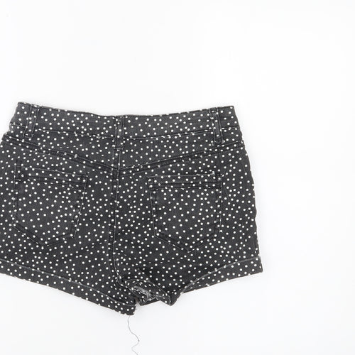 Denim Co Womens Black Polka Dot Hot Pants Shorts Size 8 Slim Fit