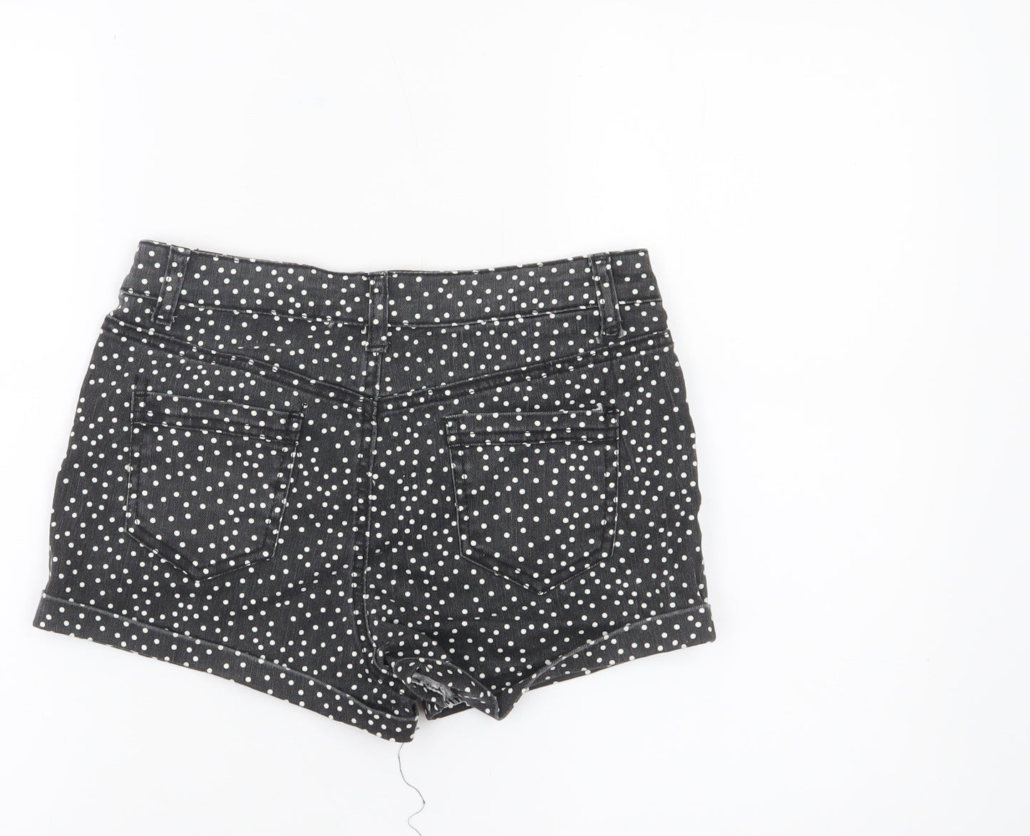 Denim Co Womens Black Polka Dot Hot Pants Shorts Size 8 Slim Fit