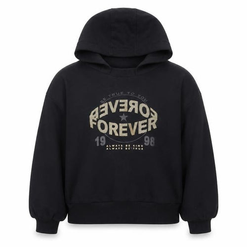 Next Girls Black Pullover Hoodie 7 Years Graphic Print Casual Sweatshirt