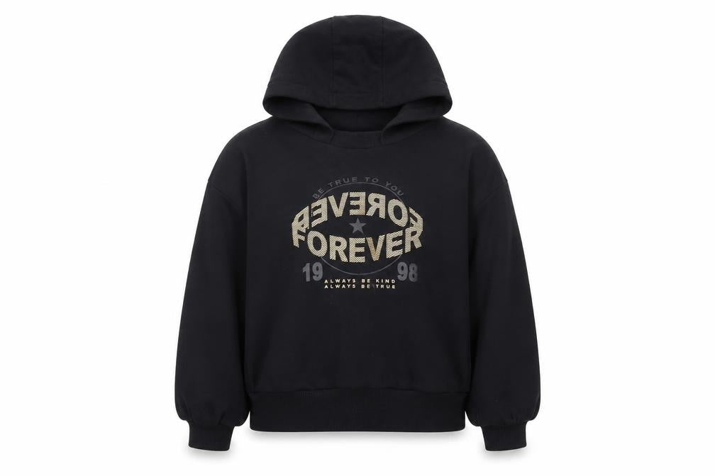 Next Girls Black Pullover Hoodie 7 Years Graphic Print Casual Sweatshirt