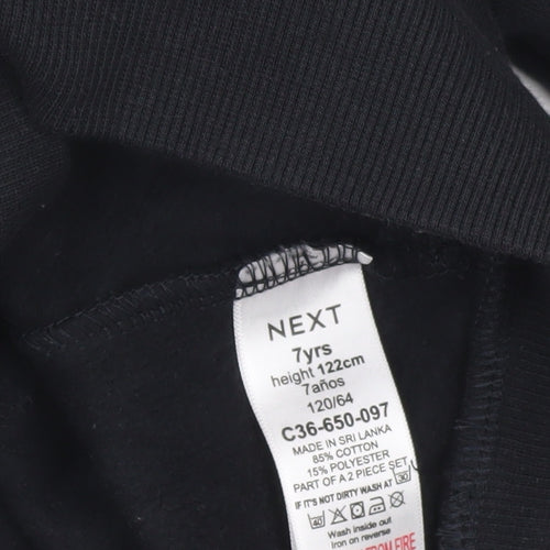 Next Girls Black Pullover Hoodie 7 Years Graphic Print Casual Sweatshirt