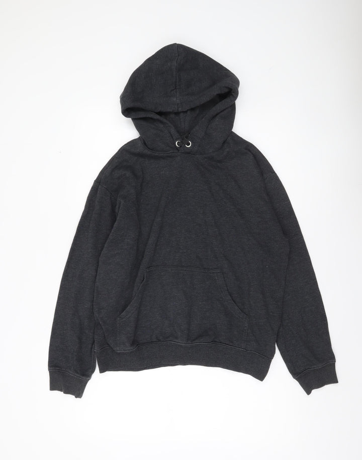 H&M Men's Black Small Pullover Hoodie Cotton Blend Fleece