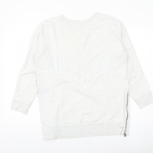 GAP Womens Grey Tunic Sweatshirt M Long Sleeve Zip Graphic Print