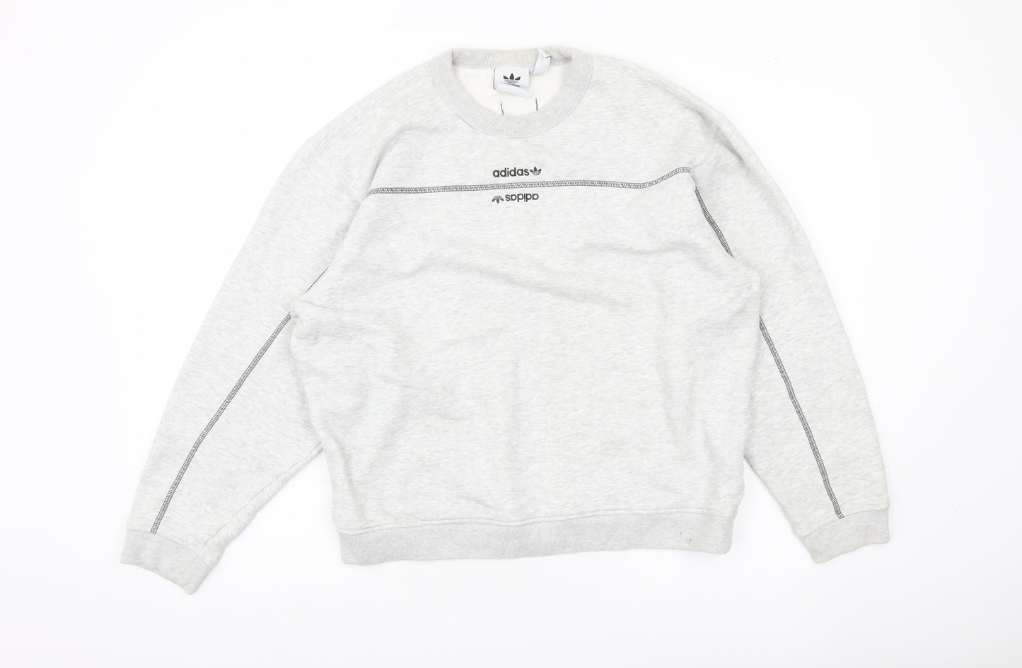 Adidas Women Grey Crew Neck Sweatshirt Size 10 Long Sleeve
