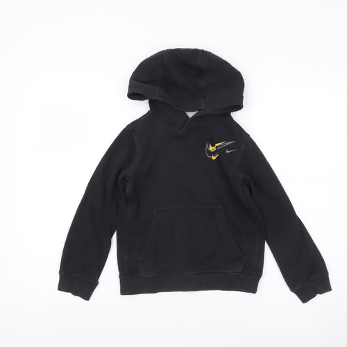 Nike Boys Black Pullover Hoodie XS 7 Years Logo Sports Hooded Sweatshirt