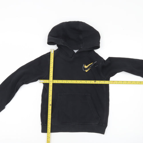 Nike Boys Black Pullover Hoodie XS 7 Years Logo Sports Hooded Sweatshirt