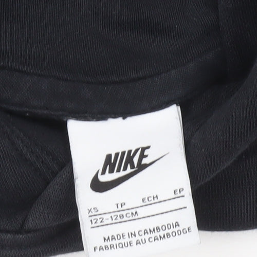 Nike Boys Black Pullover Hoodie XS 7 Years Logo Sports Hooded Sweatshirt