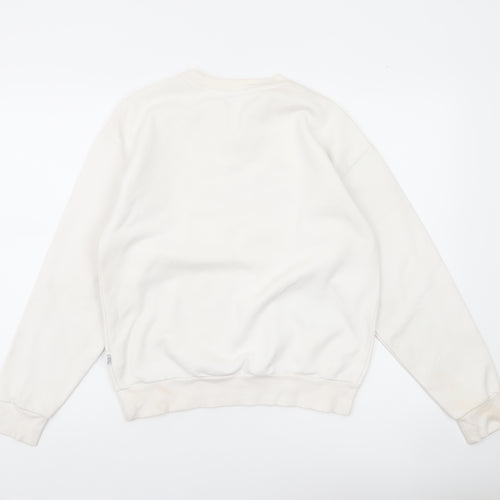 Puma Womens Ivory Pullover Logo Sweatshirt Size 8 Casual