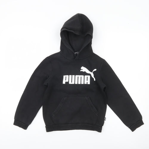 Puma Boys Black Pullover Hoodie 7-8 Years Logo Sports Casual