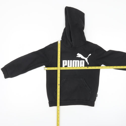 Puma Boys Black Pullover Hoodie 7-8 Years Logo Sports Casual