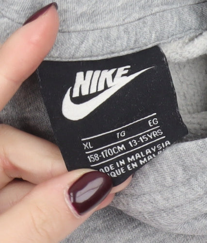 Nike Boys Grey Pullover Hoodie XL 13-14 Years Sportswear Sweatshirt