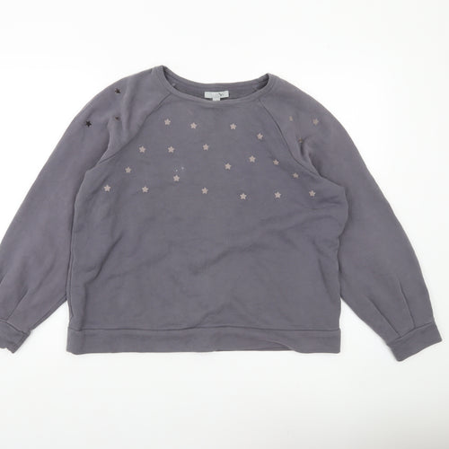 Pure Collection Womens Grey Cotton Star Print Sweatshirt UK 16