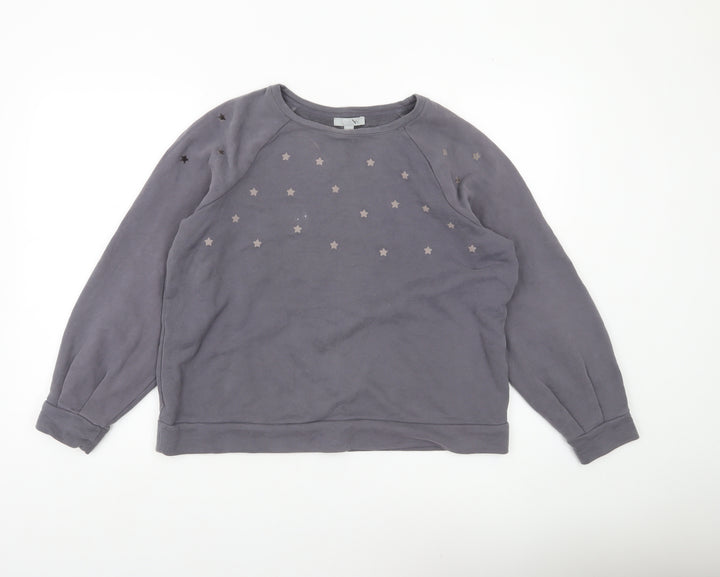 Pure Collection Womens Grey Cotton Star Print Sweatshirt UK 16