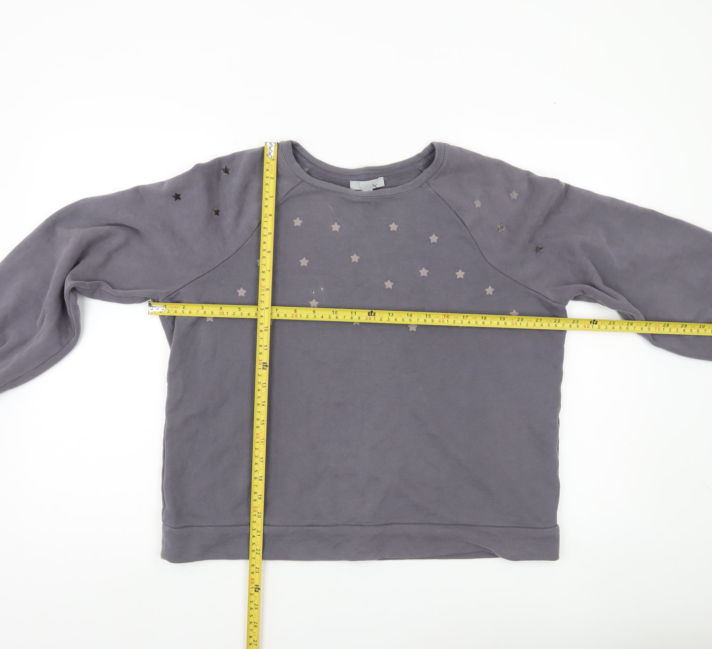 Pure Collection Womens Grey Cotton Star Print Sweatshirt UK 16
