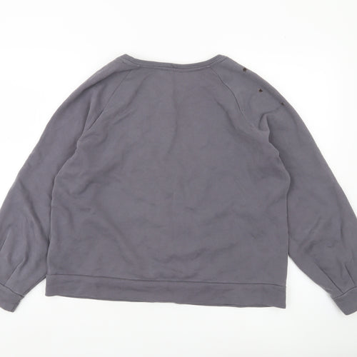 Pure Collection Womens Grey Cotton Star Print Sweatshirt UK 16