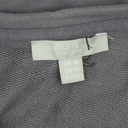 Pure Collection Womens Grey Cotton Star Print Sweatshirt UK 16