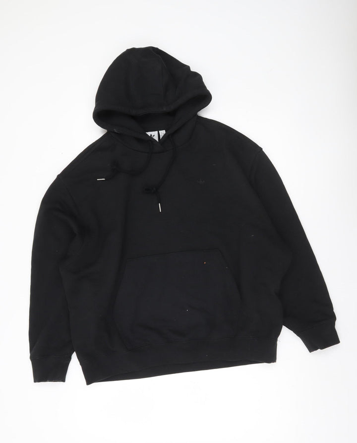 Adidas Womens Black Hoodie Size 12 Pullover Logo Regular Fit
