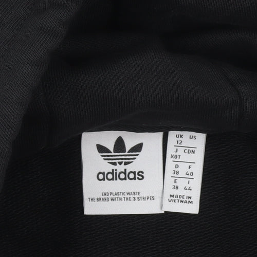 Adidas Womens Black Hoodie Size 12 Pullover Logo Regular Fit