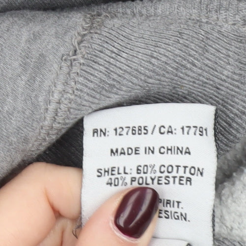 Superdry Womens Grey Full Zip Hoodie Medium with Logo Print