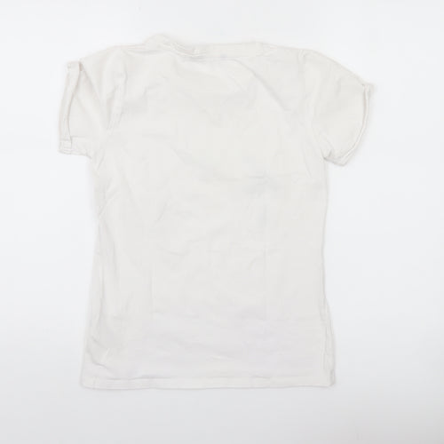 Golddigga Womens White Dinosaur Print T-Shirt Size 10