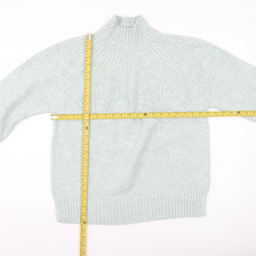 Marks and Spencer Womens Green M Mock Neck Cable Knit Jumper