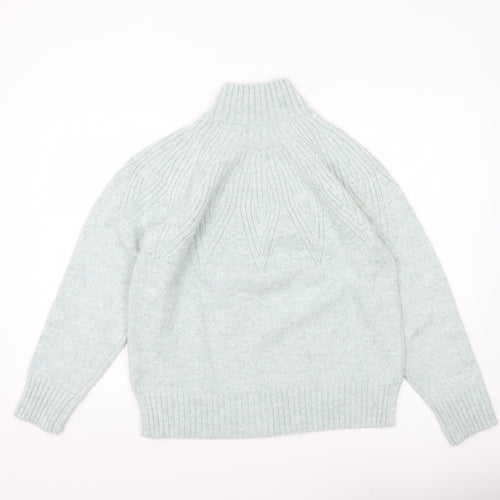 Marks and Spencer Womens Green M Mock Neck Cable Knit Jumper