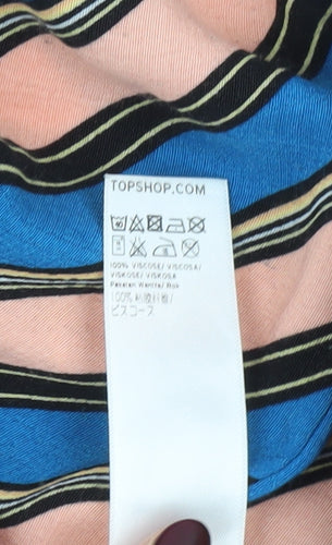 Topshop Women’s Multicoloured Stripe Midi Wrap Skirt Size 8 Viscose