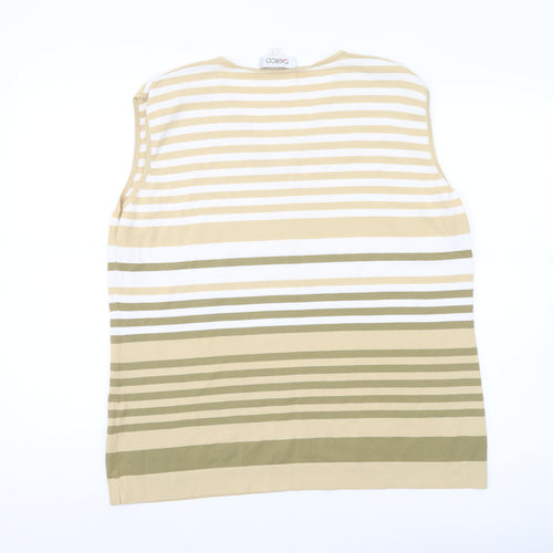 Gelco Womens Beige Striped Sleeveless V-Neck Tank Top Size 20