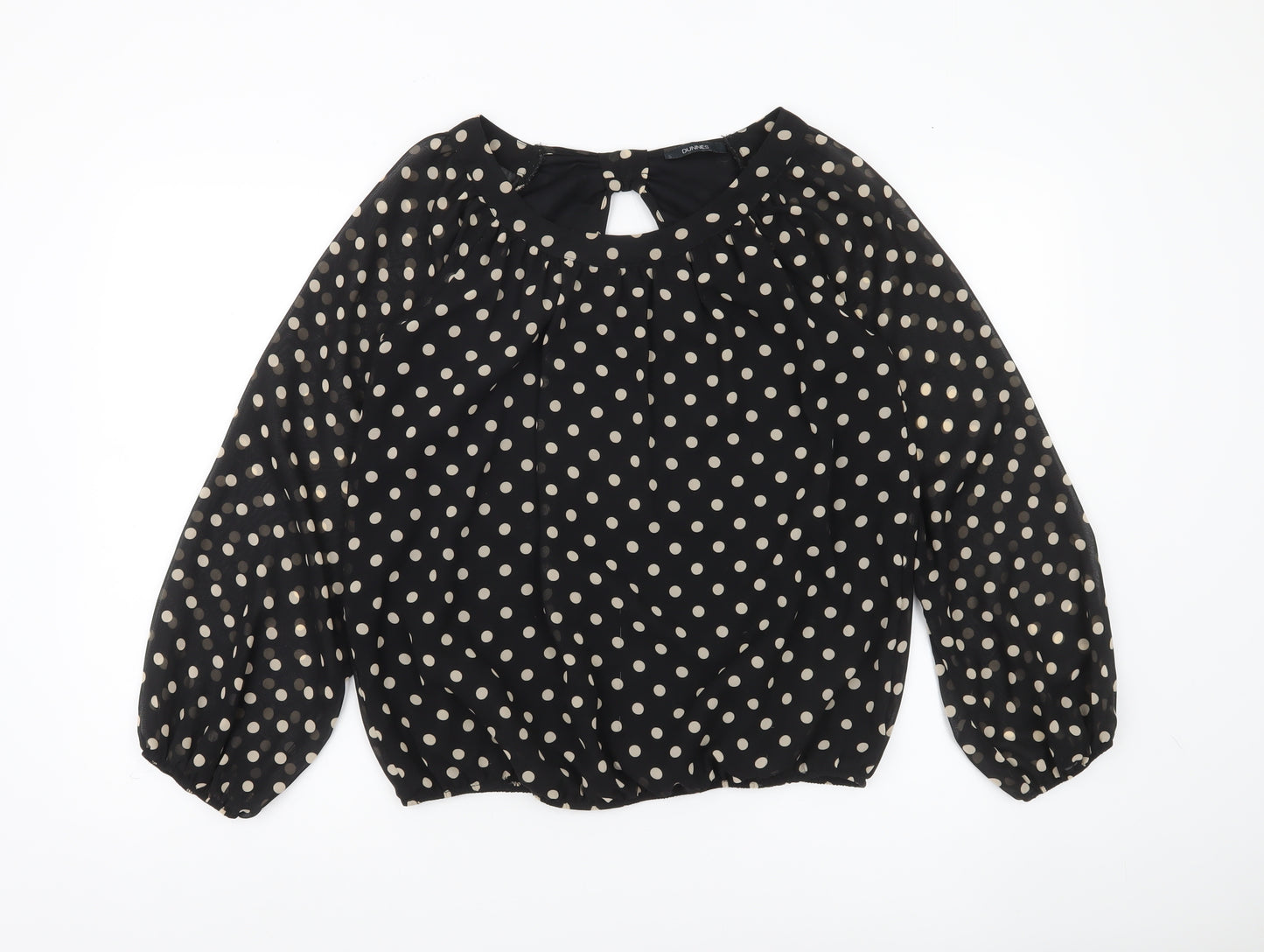 Dunnes Women’s Black Polka Dot Long Sleeve Blouse Size 12