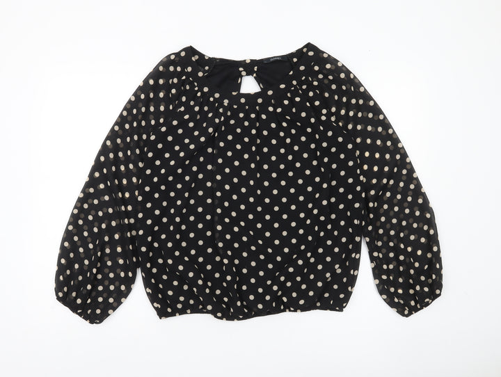 Dunnes Women’s Black Polka Dot Long Sleeve Blouse Size 12