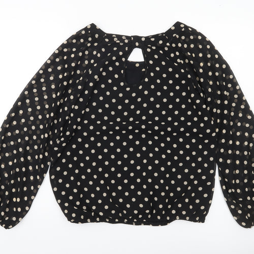 Dunnes Women’s Black Polka Dot Long Sleeve Blouse Size 12