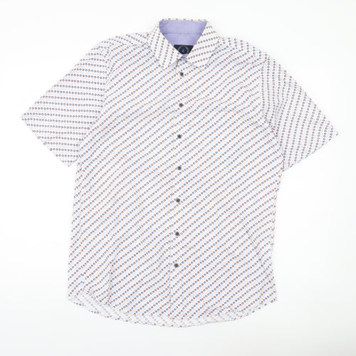 Scotland Blue Men's Multicoloured M Short Sleeve Cotton Shirt