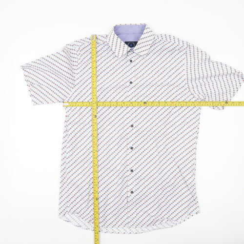 Scotland Blue Men's Multicoloured M Short Sleeve Cotton Shirt