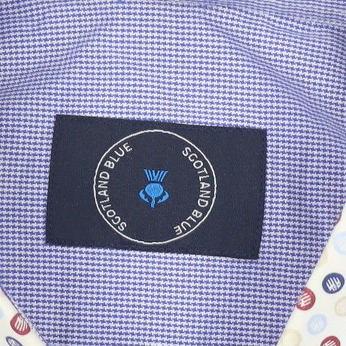 Scotland Blue Men's Multicoloured M Short Sleeve Cotton Shirt