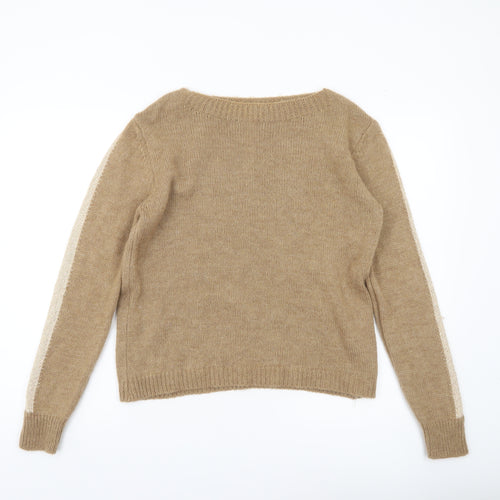 BARCODE Womens Beige Knit Pullover Jumper M Regular Crew Neck