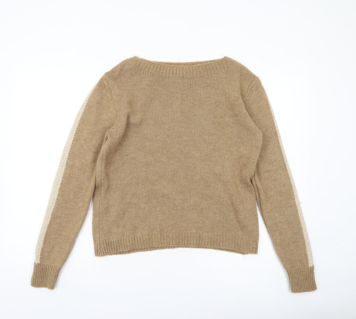 BARCODE Womens Beige Knit Pullover Jumper M Regular Crew Neck