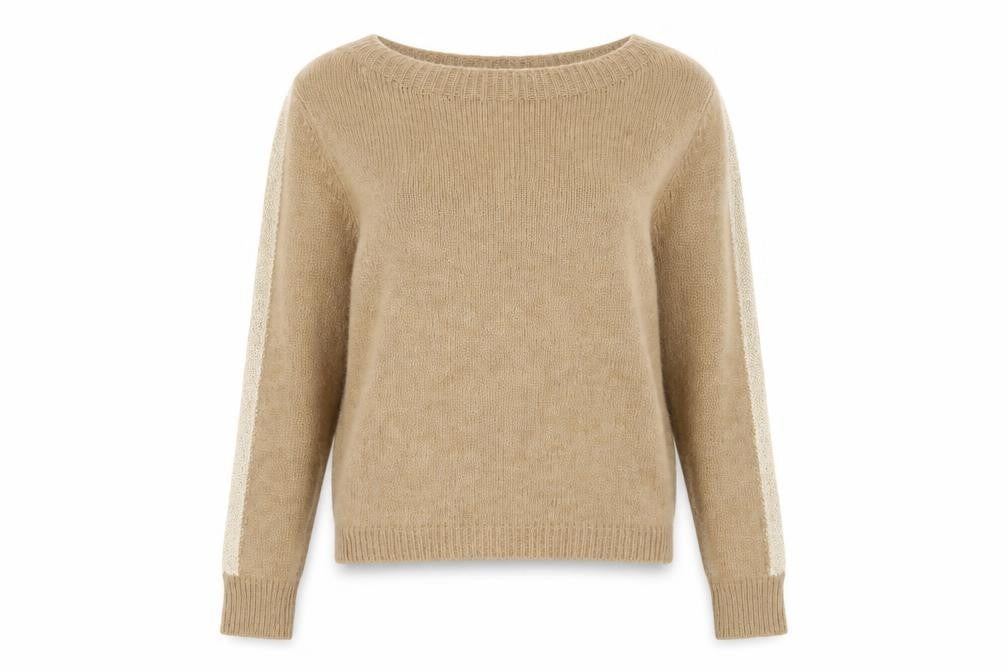 Front view of BARCODE women’s beige knit jumper m regular crew neck