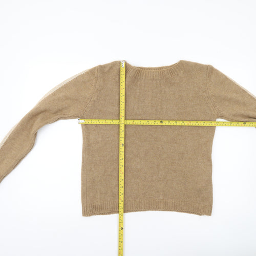 BARCODE Womens Beige Knit Pullover Jumper M Regular Crew Neck