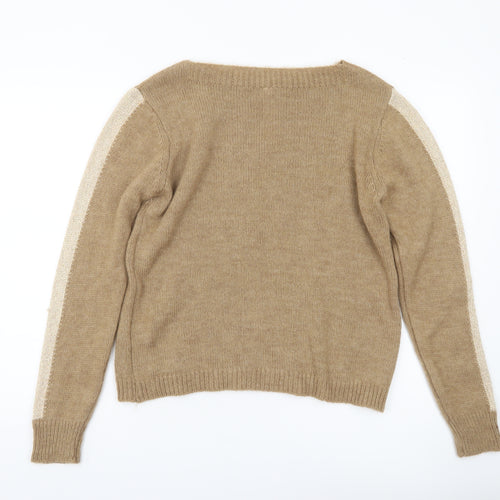 BARCODE Womens Beige Knit Pullover Jumper M Regular Crew Neck