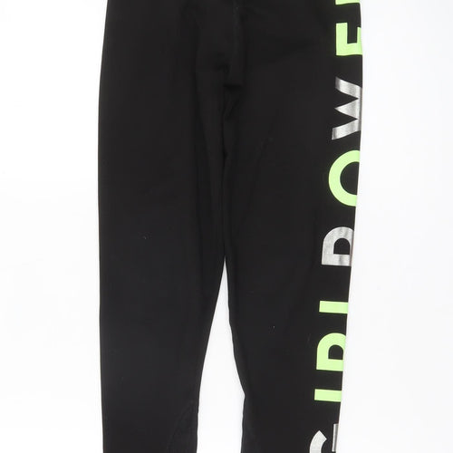 Dunnes Stores Girls Black Ankle Leggings M #GirlPower Sports Activewear
