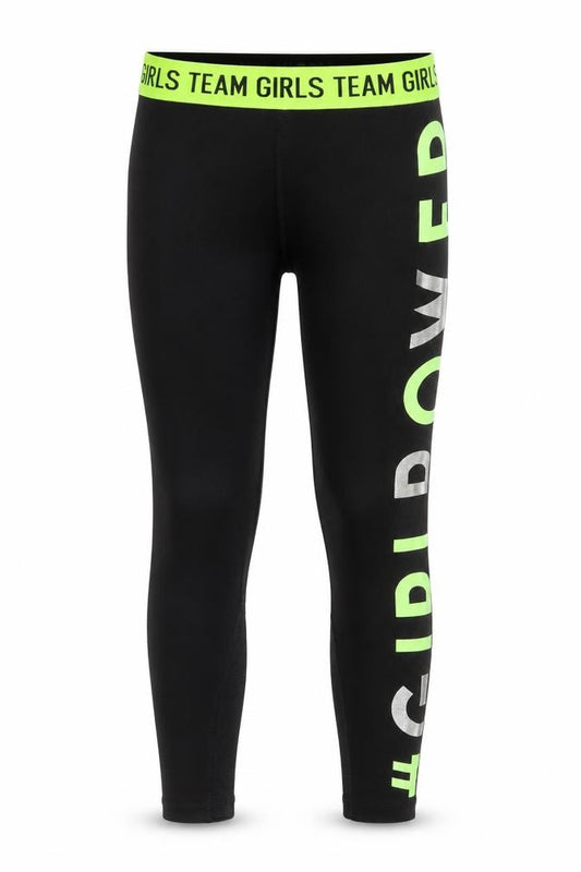 Front view of Dunnes girls’ black ankle leggings m #girlpower sports activewear