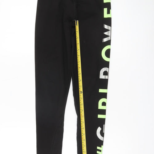 Dunnes Stores Girls Black Ankle Leggings M #GirlPower Sports Activewear