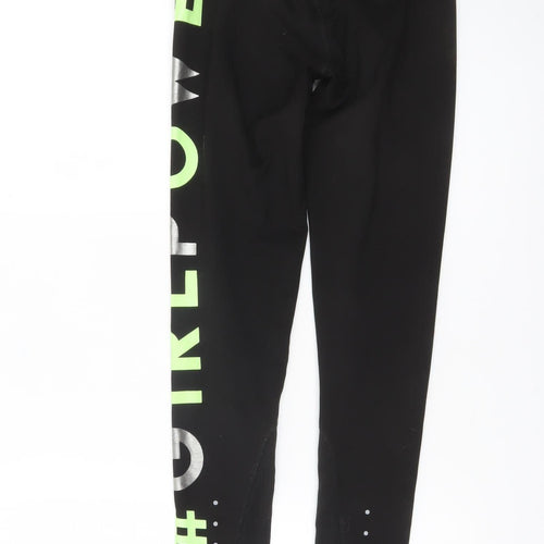 Dunnes Stores Girls Black Ankle Leggings M #GirlPower Sports Activewear